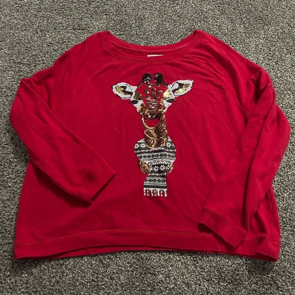 Bethany Mota Aeropostale Giraffe Christmas long sleeve sweater L - Picture 3 of 12
